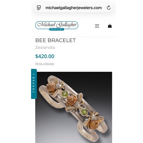 Zealandia 925 14KGF Cuff Hand Carved Fossilized Walrus Tusk Bees Peridot Unique - Picture 15 of 16